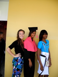 Odalina (graduate), Grissel, and I at the high school graduation. These two girls were my super-star multipliers for Chicas Brillantes. 