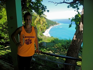 Ready to start the mountain tour - note the Clemson Lacrosse shirt and view of San Rafael :)
